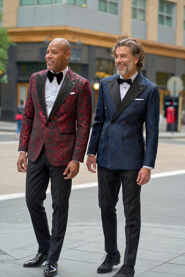 Burgundy Diamond Jacquard Tux Jacket