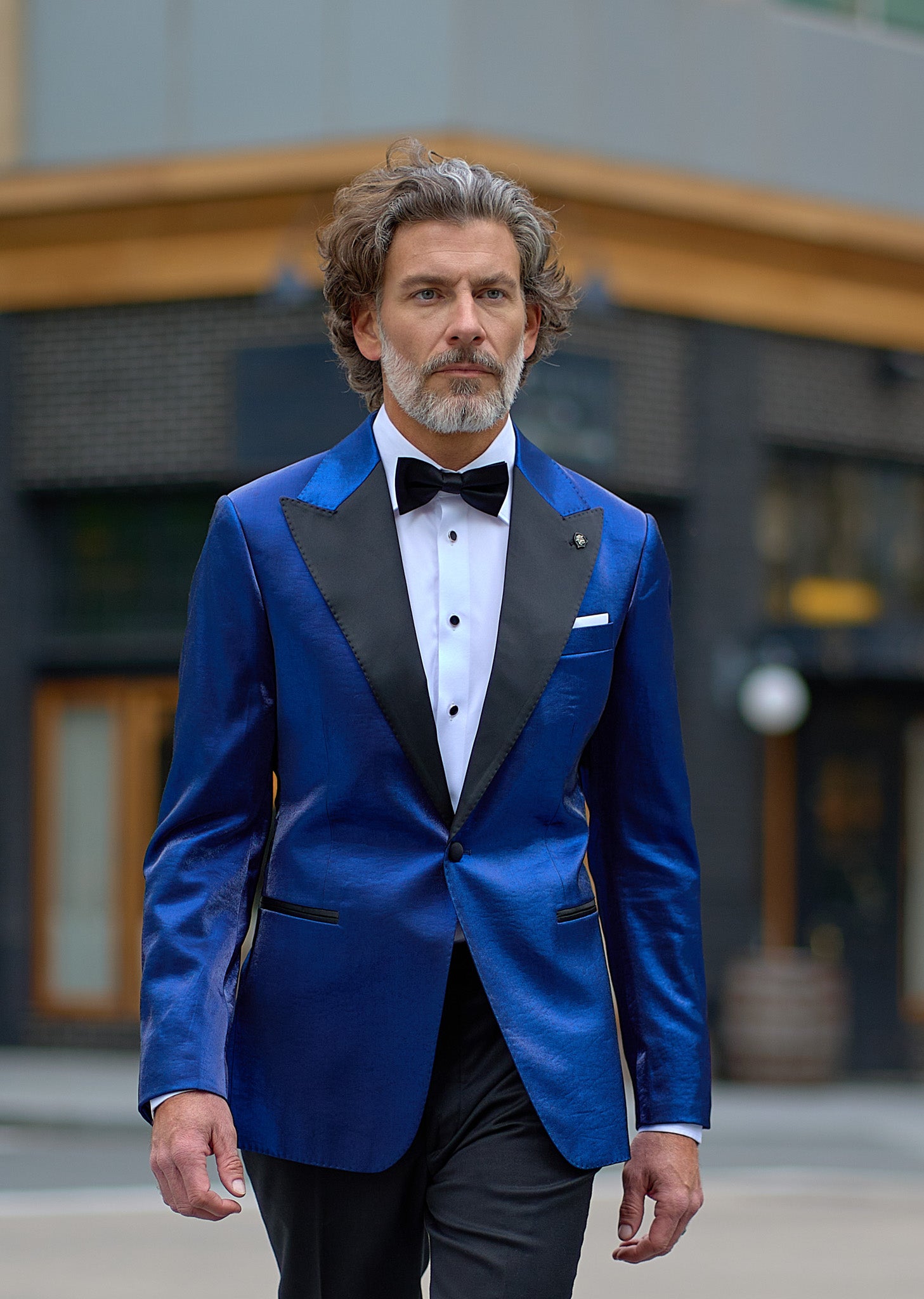 Metallic Ocean Blue Tux Jacket - Main Image