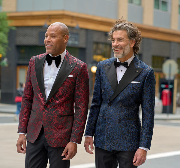 Burgundy Diamond Jacquard Tux Jacket