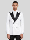 Snow White Black Satin Peak-Lapel Six-Button Double-Breasted Tuxedo Jacket 01