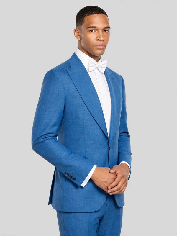 Azure Blue Single-Button Peak-Lapel Suit Jacket 03