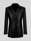 Onyx Silver-Speckle Satin Peak-Lapel Two-Button Double-Breasted Tuxedo Jacket 07