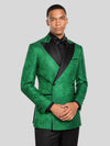 Emerald Paisley-Jacquard Satin Peak-Lapel Two-Button Double-Breasted Tuxedo Jacket 06