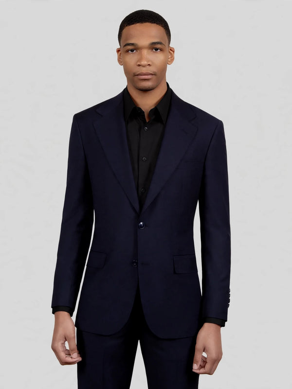 Midnight Navy Two-Button Notch-Lapel Suit Jacket 04