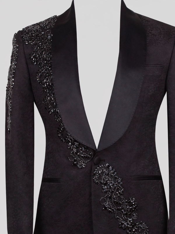 Onyx Jet Shawl-Collar Tuxedo Jacket 08