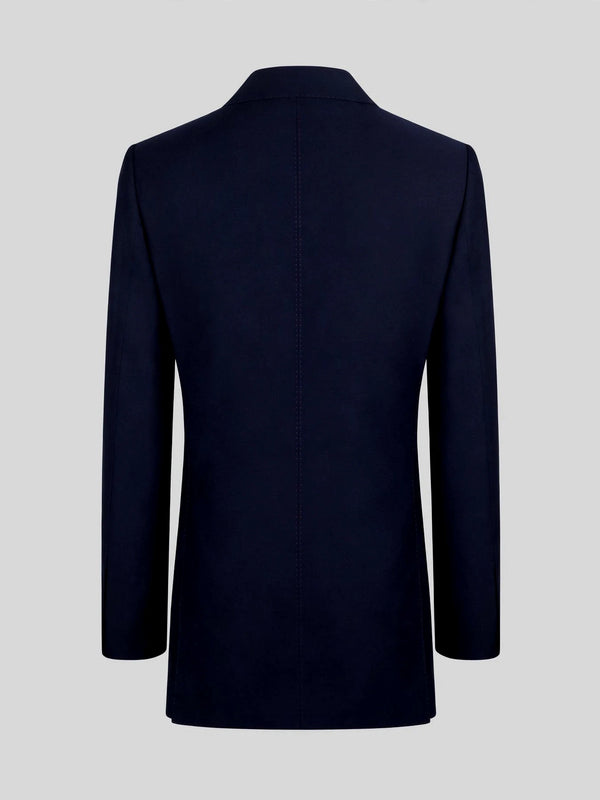 Midnight Navy Patch-Pocket Pick-Stitch Peak-Lapel Double-Breasted Tuxedo Jacket 09