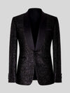 Onyx Silver-Glitter Satin Shawl-Collar Tuxedo Jacket 07