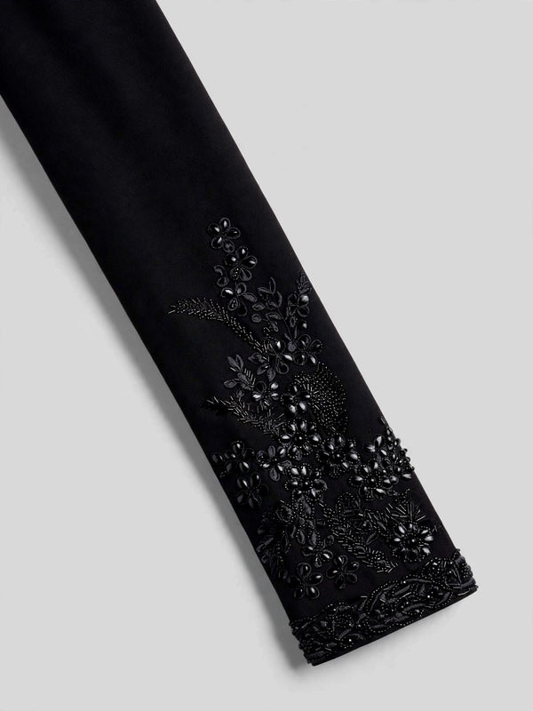 Onyx Jet Floral-Vine Shawl-Collar Tuxedo Jacket 10