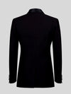 Onyx Smooth Ticket-Pocket Wide Shawl-Collar Tuxedo Jacket 09