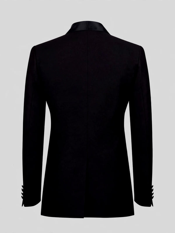 Onyx Smooth Ticket-Pocket Wide Shawl-Collar Tuxedo Jacket 09