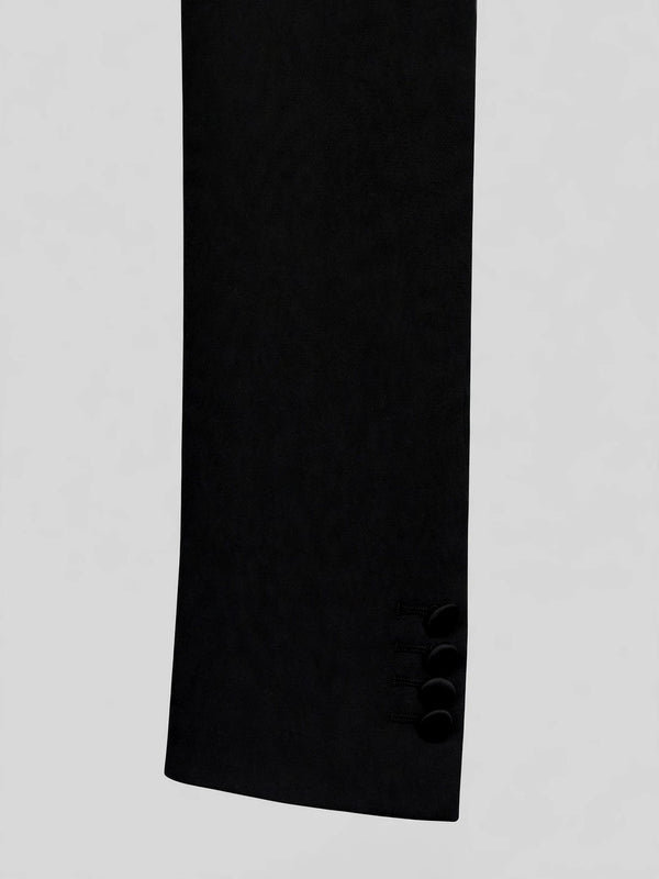Onyx Jet Half-Bead Diagonal Peak-Lapel Double-Breasted Tuxedo Jacket 10