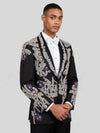 Onyx Silver Gem-Floral Shawl-Collar Tuxedo Jacket 03