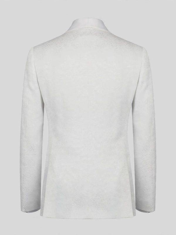Ivory Gold Crystal-Trim Shawl-Collar Double-Breasted Tuxedo Jacket 09