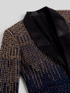 Midnight Gold Crystal Gradient Shawl-Collar Tuxedo Jacket 08