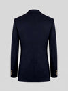 Midnight Navy Gold-Button Slant-Flap Peak-Lapel Double-Breasted Suit Jacket 09