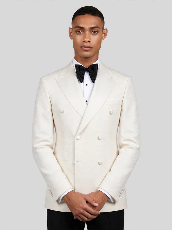 Cream Satin-Faced Peak-Lapel Six-Button Double-Breasted Tuxedo Jacket 02