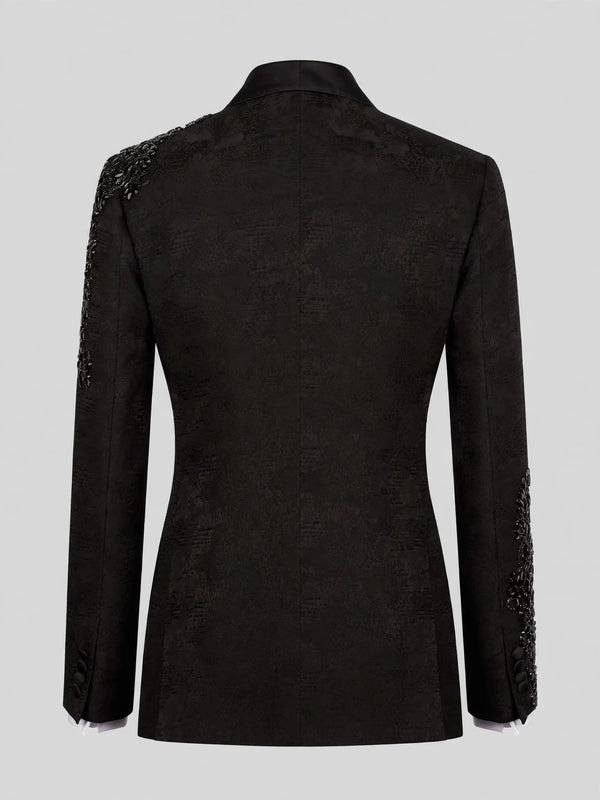 Onyx Jet Crystal Cascade Double-Breasted Tuxedo Jacket 09
