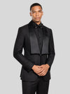Onyx Square-End Satin Shawl-Collar Link-Front Tuxedo Jacket 06