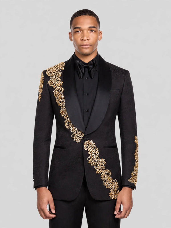 Onyx Gold Shawl-Collar Tuxedo Jacket 06