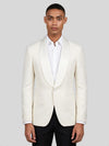 Ivory Textured Satin Shawl-Collar Tuxedo Jacket 01