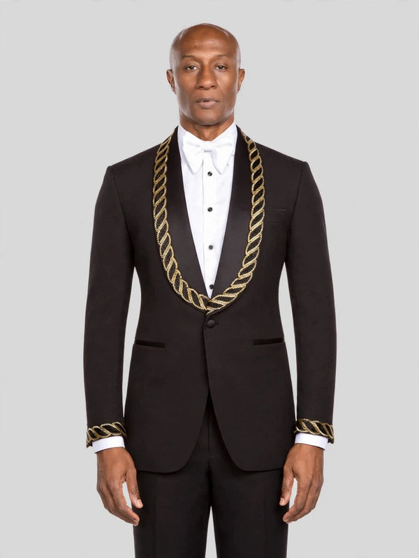 Onyx Gold Rope-Chain Shawl-Collar Tuxedo Jacket - cover
