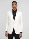 Ivory Grain-Textured Wide Shawl-Collar Tuxedo Jacket 04