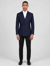 Midnight Navy Bold Pick-Stitch Patch-Pocket Peak-Lapel Double-Breasted Tuxedo Jacket 01
