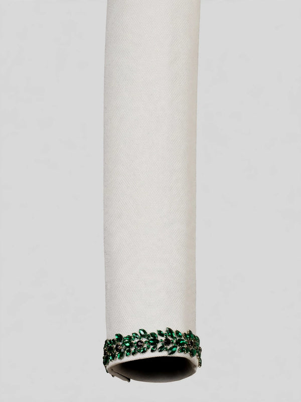 Ivory Emerald Crystal-Trim Black Shawl-Collar Double-Breasted Tuxedo Jacket 10