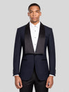 Midnight Navy Bib-Shawl Two-Button Tuxedo Jacket 01