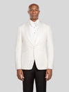 Ivory Slant-Pocket Satin Shawl-Collar Tuxedo Jacket - cover