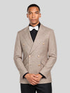 Taupe Gold-Button Slant-Flap Peak-Lapel Double-Breasted Suit Jacket 05