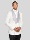 Ivory Silver Crystal-Mesh Shawl-Collar Double-Breasted Tuxedo Jacket 03