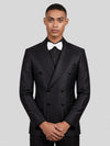 Charcoal Black Tonal-Stripe Six-Button Peak-Lapel Double-Breasted Suit Jacket 05