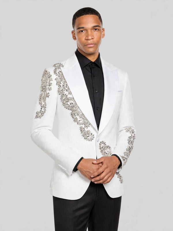 Ivory Crystal Peak-Lapel Tuxedo Jacket 04