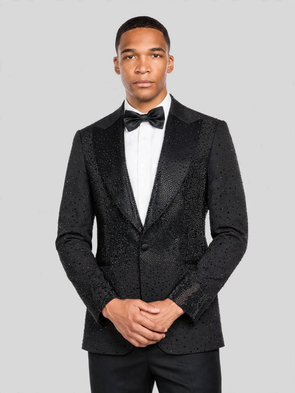 Onyx Jet Crystal-Dot Peak-Lapel Tuxedo Jacket 02
