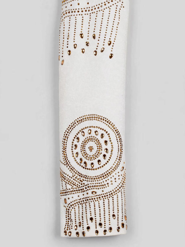 Ivory Gold Crystal Mandala Peak-Lapel Tuxedo Jacket 10