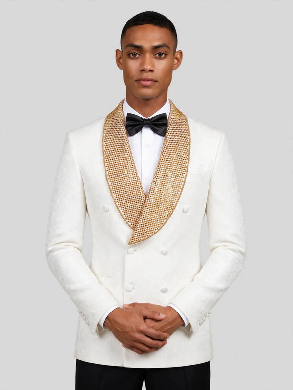 Ivory Amber Crystal-Mesh Shawl-Collar Double-Breasted Tuxedo Jacket 02