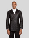 Onyx Silver-Speckle Satin Peak-Lapel Two-Button Double-Breasted Tuxedo Jacket - cover