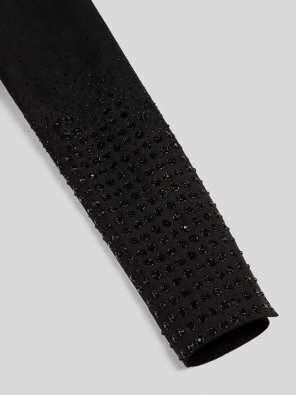 Onyx Jet Beaded-Grid Peak-Lapel Double-Breasted Tuxedo Jacket 10