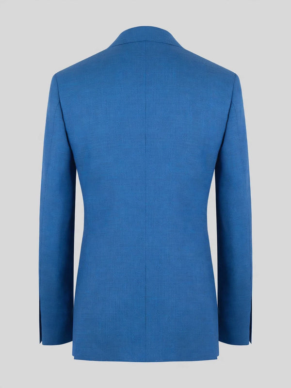 Azure Blue Single-Button Peak-Lapel Suit Jacket 09