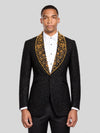 Onyx Gold Pearl-Floral Shawl-Collar Tuxedo Jacket 01