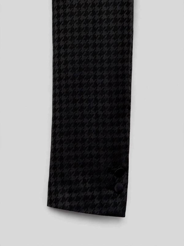 Onyx Black Houndstooth Satin Peak-Lapel Six-Button Double-Breasted Tuxedo Jacket 10