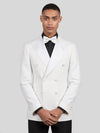 Ivory White Houndstooth Satin Peak-Lapel Double-Breasted Tuxedo Jacket 05