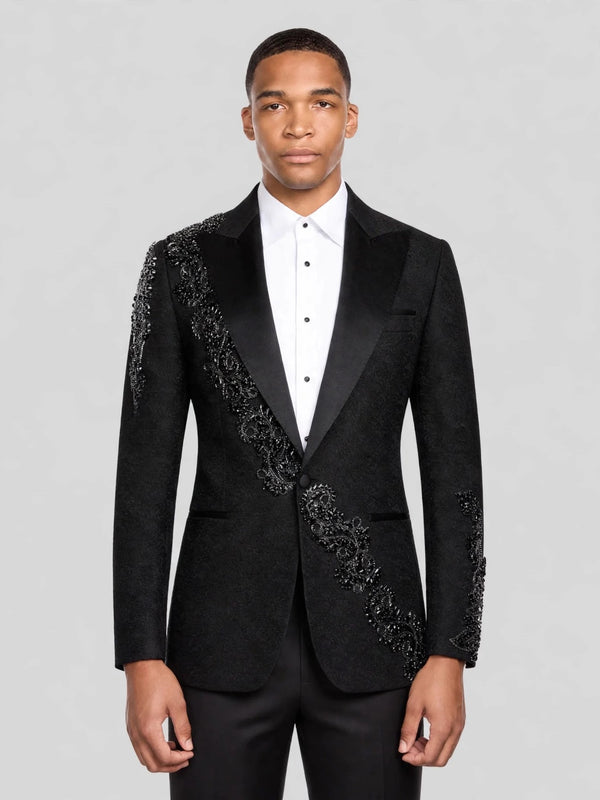 Onyx Jet Peak-Lapel Tuxedo Jacket 01