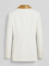 Ivory Amber Crystal-Mesh Shawl-Collar Double-Breasted Tuxedo Jacket 09