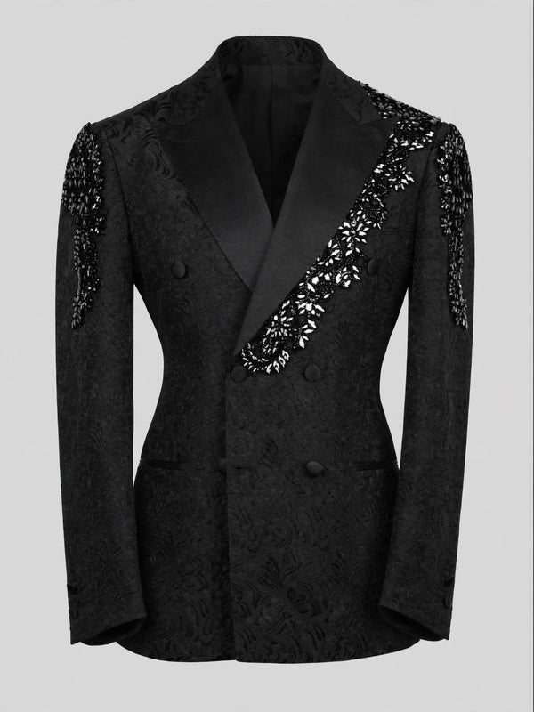 Onyx Crystal Double-Breasted Tuxedo Jacket 07