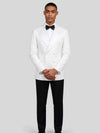 Snow White Paisley-Jacquard Satin Peak-Lapel Six-Button Double-Breasted Tuxedo Jacket 02