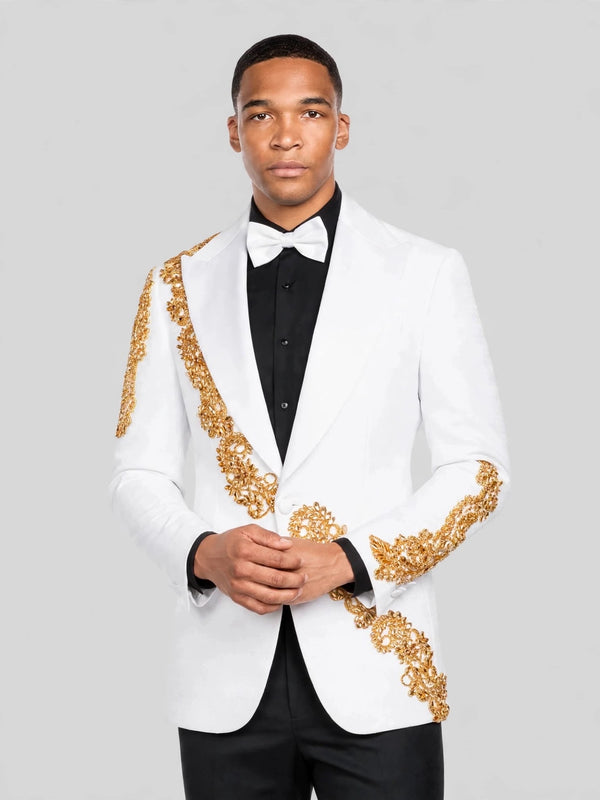 Ivory Gold Crystal Tuxedo Jacket 05