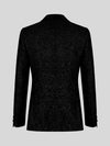 Onyx Glitter-Tweed Satin Shawl-Collar Tuxedo Jacket 09