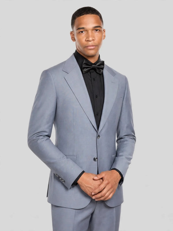 Slate Blue-Grey Two-Button Notch-Lapel Suit Jacket 06